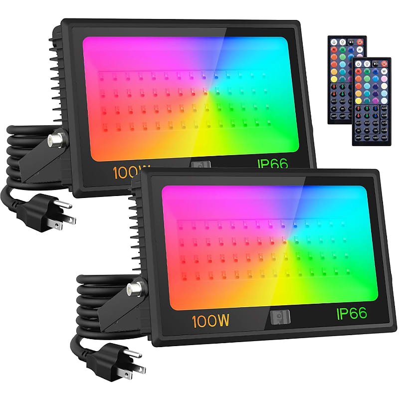 100W Rgb Flood Light 2 Pack, 4900 Diy Color Changing | Reverb