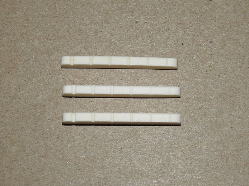 3 Pre Slotted Genuine Bone Nuts Flat Bottom 42mm Bleached For Fender Strat and Tele Guitars 3 Pack! image 1