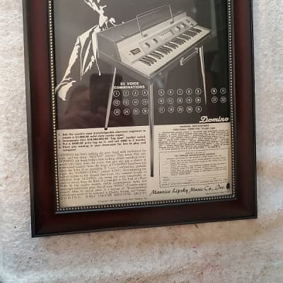 1967 Domino Guitars Promotional Ad Framed Domino Combo King Organ Original for sale
