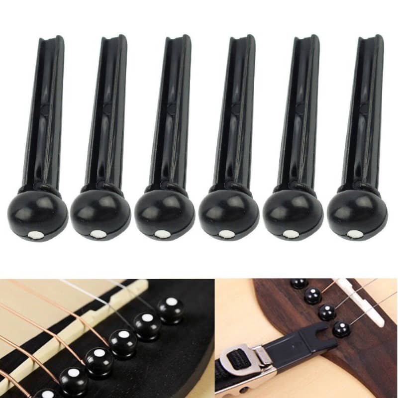 6 Acoustic Guitar Bridge Pins Molded Plastic String End Pegs