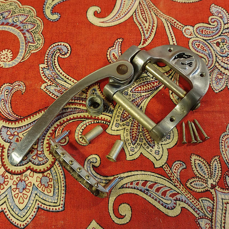 VINTAGE FENDER "F" LOGO BIGSBY B5 TREMOLO & BRIDGE Reverb