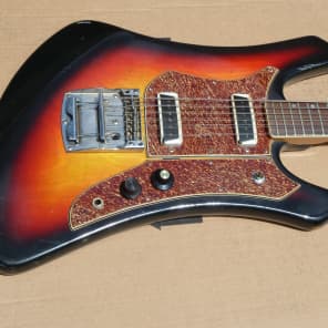 Univox Electric 12 String Guitar Vintage Japan  1960s  Sunburst Offset Body Twelve image 2