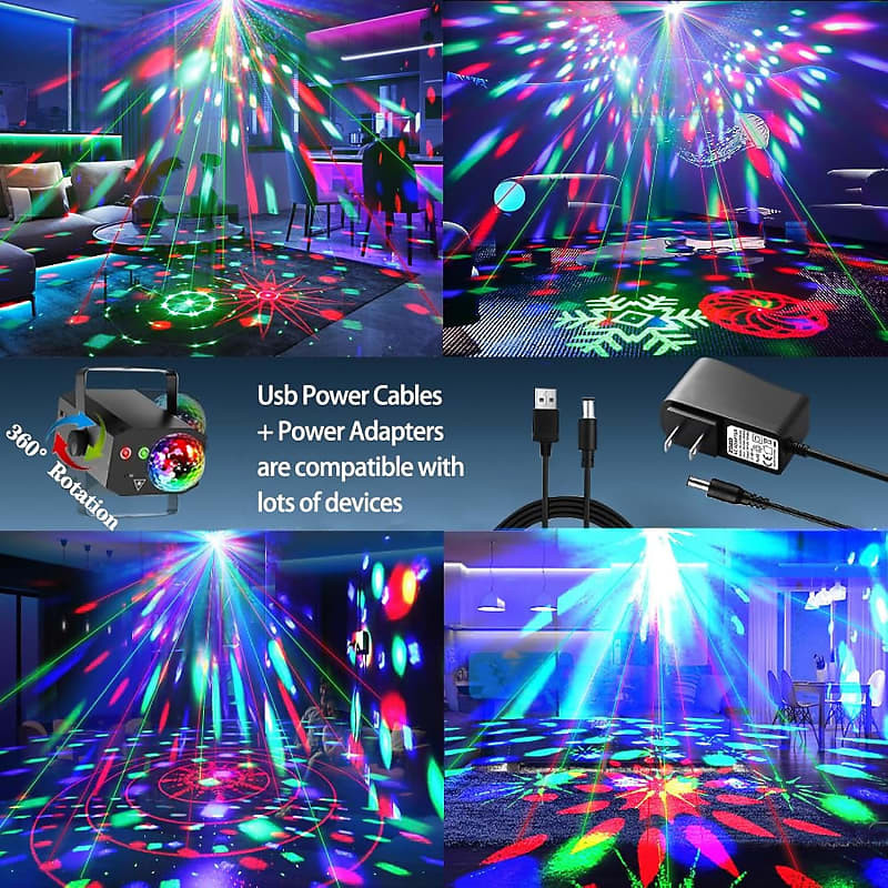 360 Rotating Disco Ball Led Party Light Musique Activé Disco Light