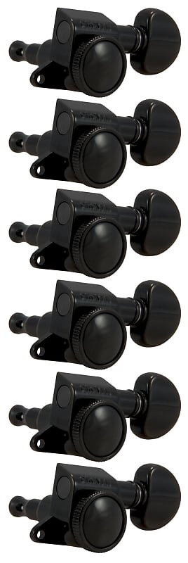 Grover 505BC6 Mini Roto-Grip Locking Rotomatics - Guitar Machine Heads, 6-in-Line, Bass Side (Left) - Black Chrome image 1