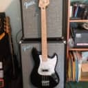 Squier Bronco Bass Heavily Modded Black & Aged Pearl