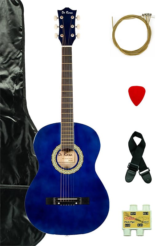 De Rosa DK3810R-BLS Kids Acoustic Guitar Outfit Blue w/Gig Bag, Pick, Strings, Pitch Pipe & Strap image 1