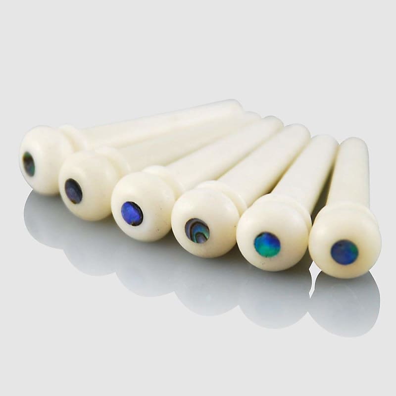 VANSON High Quality Bone & Abalone (Slotted) Bridge Pins for Acoustic Guitars / String Pegs image 1