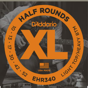 D'Addario EHR340 Half Round Electric Guitar Strings, Light Top / Heavy Bottom Gauge