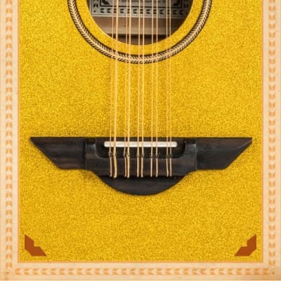 H Jimenez Bajo Quinto LBQ1EGT Gold Sparkle Acoustic Electric Guitar with Gig Bag image 7