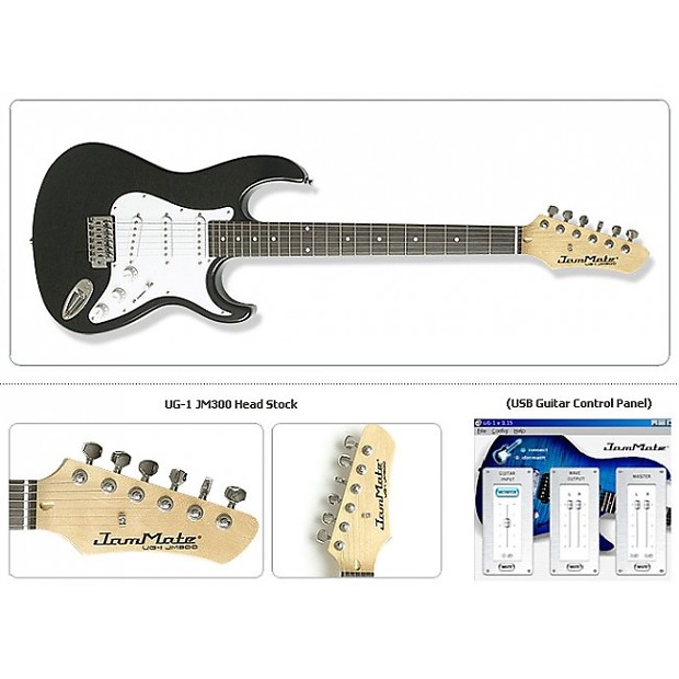 JAMMATE UG1 JM300S BK EGitarre mit USB und Soft EGitarre Reverb