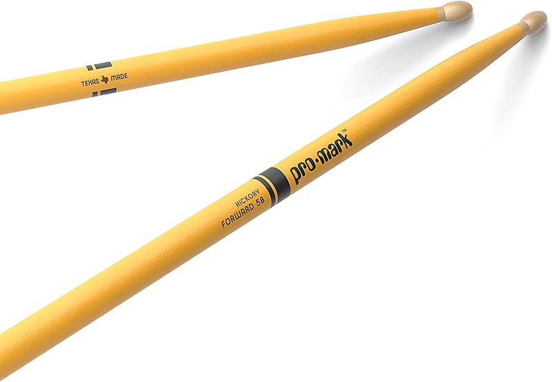 ProMark Classic Forward 5B Painted Yellow Hickory Drumsticks, Oval Wood Tip, One image 1