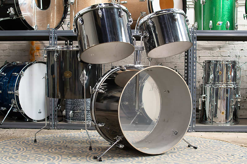 1970s Gretsch "Concert Tom" Black Chrome Drum Kit Reverb