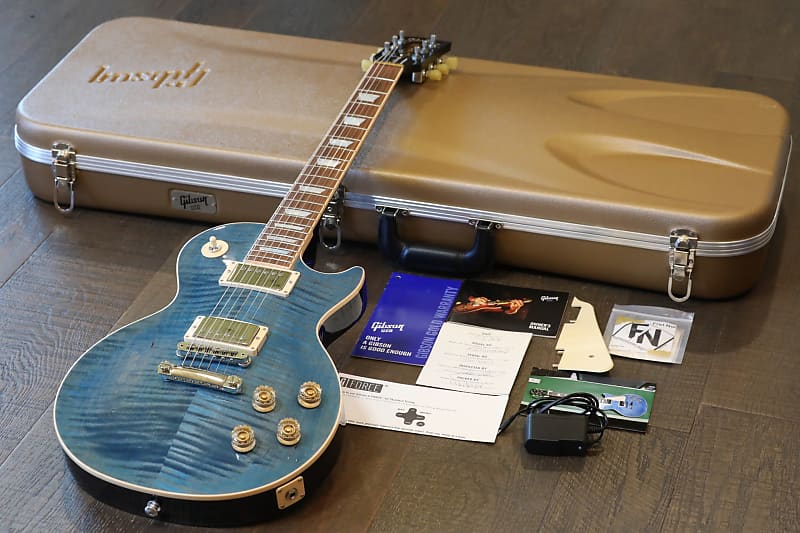 2015 Gibson Les Paul Traditional 100 Single-Cut Electric Guitar Ocean Blue Burst w/ Robo Tuners + OHSC image 1