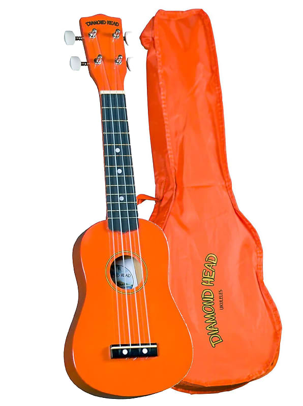 Diamond Head DU-103 4-String Soprano Ukulele, Uke with Gig Bag - Orange image 1