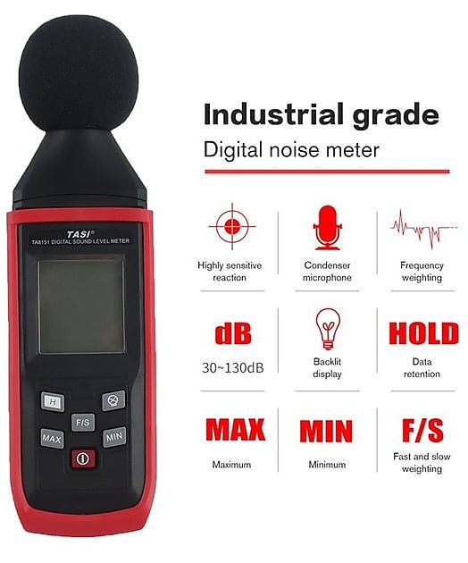 TASI TA8151 FONOMETRO DIGITALE DISPLAY LCD DIGITAL SOUND LEVEL METER TESTER  + CUSTODIA - SuonoStore.com