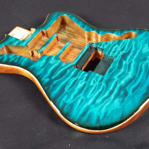 Warmoth Jazzmaster Body Turquoise AAAAA Quilt | Reverb