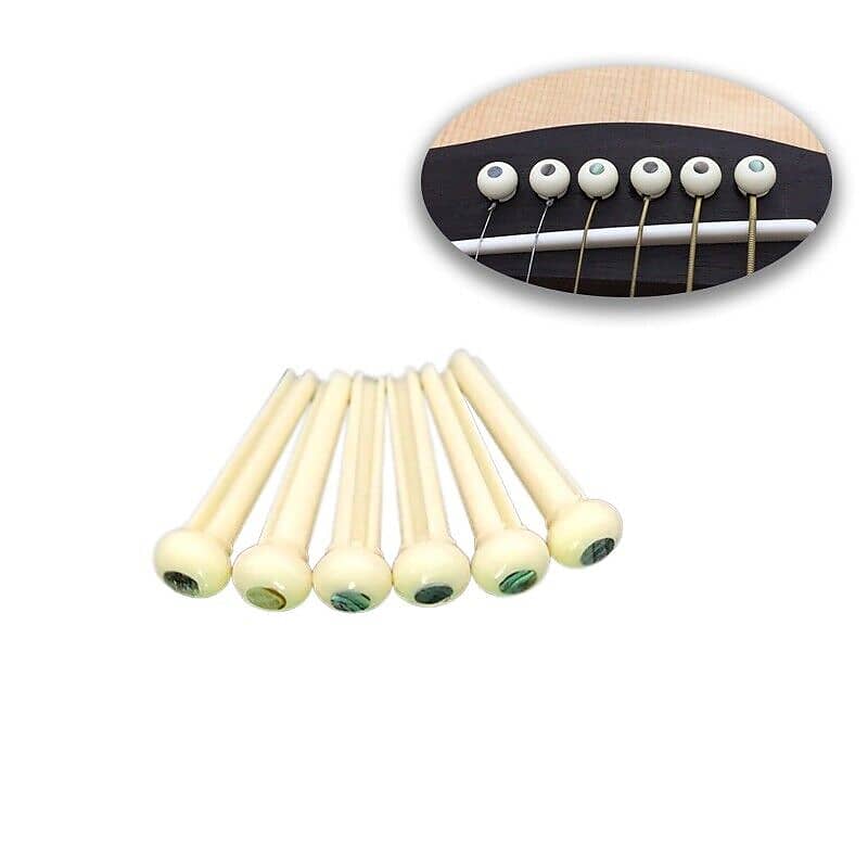 Set of 6 Acoustic Guitar Bridge Pins White / Ivory / Pearl Reverb
