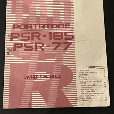 Yamaha Portatone PSR-185/PSR-77 Owner's Manual