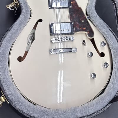 D'Angelico Premier DC Semi-Hollow Double Cutaway with Stop-Bar Tailpiece 2010s - White image 4