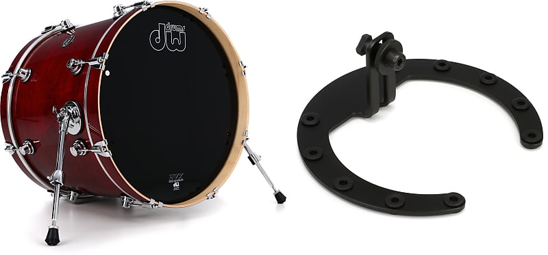 DW Performance Series Bass Drum - 16 x 20 inch - Cherry Stain Lacquer  Bundle with Kelly Concepts The Kelly SHU Pro Bass Drum Microphone Shockmount Kit - Aluminum - Black Finish image 1