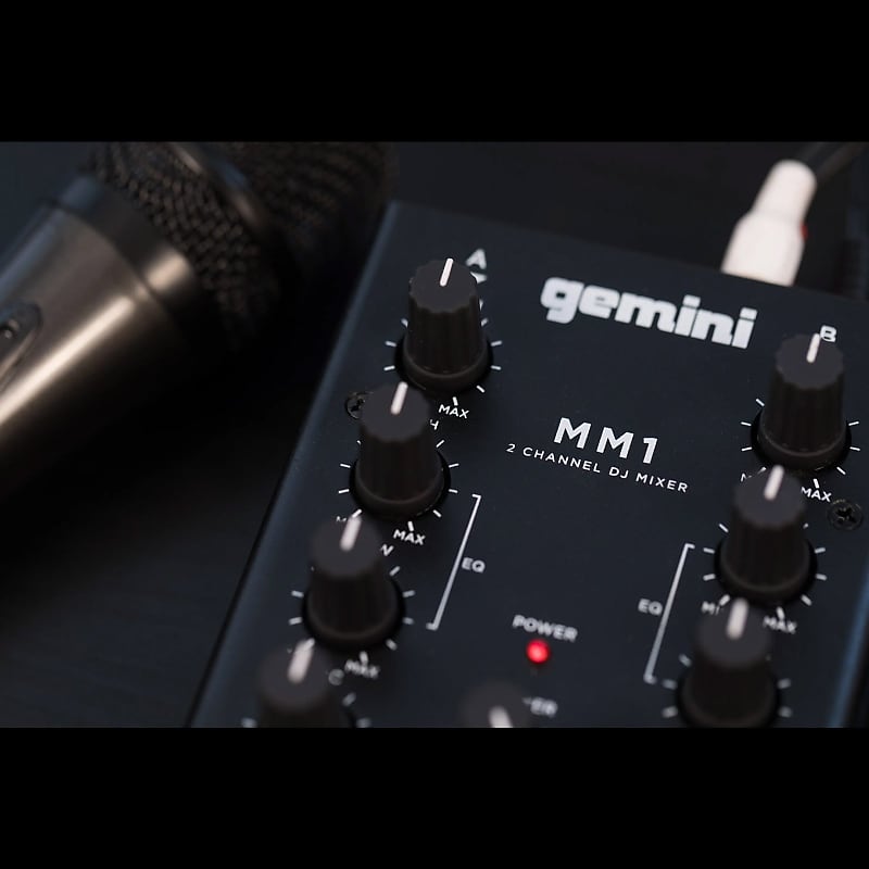 Gemini MM1 2-Channel Mic Input Compact Portable EQ DJ Mixer
