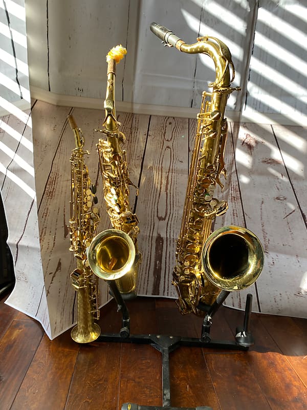 LA Sax tenor, Alto, Saprano mid 90's Gold Swirl Reverb