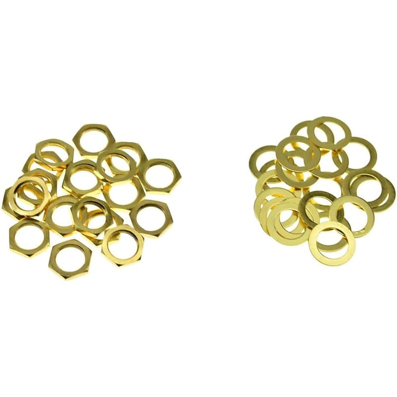 20pcs Metric Guitar Input Output Jack Socket Nut and Washer Reverb