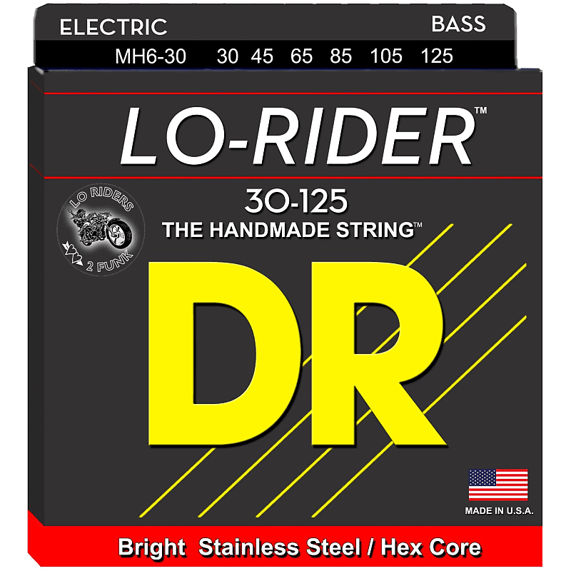DR Strings MH6-30 30-125 6str Lo-Rider Bass Strings image 1