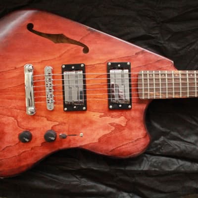 Steen "Carol" Semi Hollow Ash Body Thinline Ergonomic Electric Guitar w/case 1 of 1 image 8