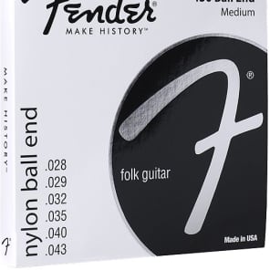 Fender Nylon Acoustic Strings, 130 Clear/Silver, Ball End, Gauges .028-.043, (6) 2016