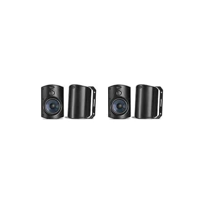 Polk Audio Atrium 4 Outdoor Speakers with Bass Reflex Enclosure | 4 Speaker Pack (2 Pairs, Black) - All-Weather Durability | Broad Sound Coverage | Speed-Lock Mounting System | 4 Speakers (Black) image 1