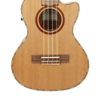 Lanikai CDST-CET Cedar Solid Top Cutaway Electric Tenor Ukulele w/ Gig Bag image 2