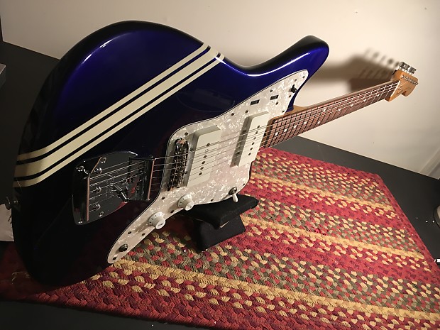 Rare MIJ Fender Jazzmaster JM66 '66 Reissue Jupiter Blue with competition  racing stripes Japan