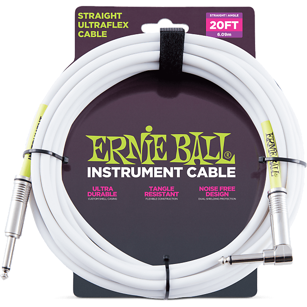 Ernie Ball P06047 Ultraflex Straight 20' Straight to Angled TS Instrument Cable image 1