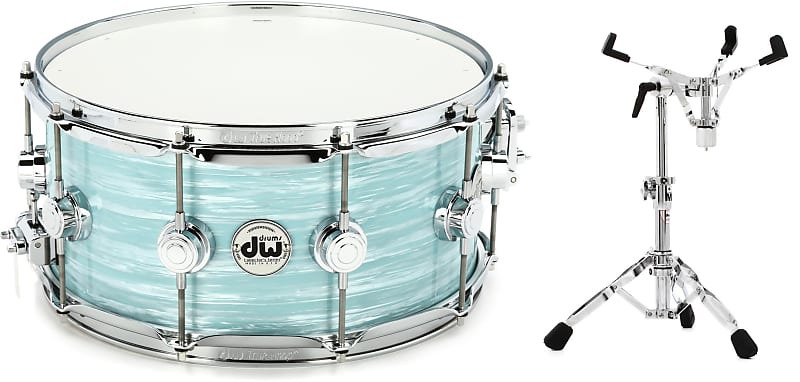 DW Collector's Series Snare Drum - 6.5 x 14 inch - Pale Blue Oyster FinishPly  Bundle with DW DWCP9300AL 9000 Series Air Lift Snare Stand image 1