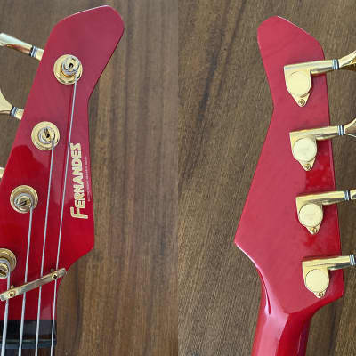 Fernandes Revolver Bass, P/J Active, 1980-90 MIJ, Transparent Red