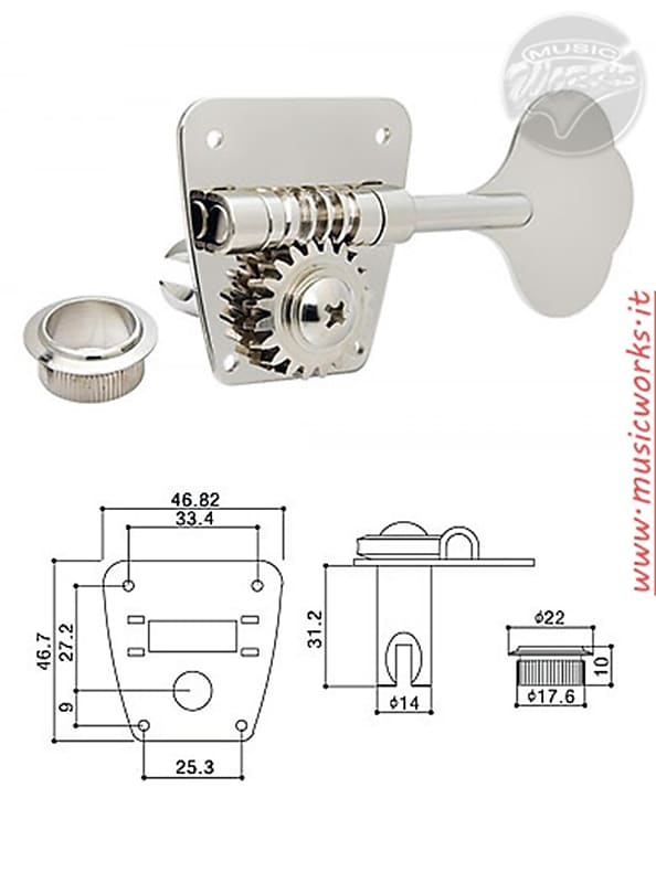 Gotoh   Fb30 Meccaniche Da Basso In Linea Tipo Jazz Nichelate image 1