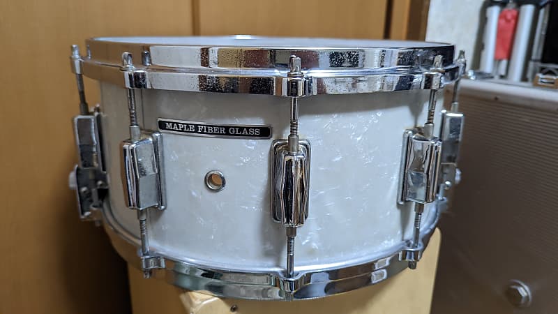 Pearl 1970s Maple Fiber Glass Snare Drum 14×6.5 White Marine Pearl Parallel  Action | Reverb