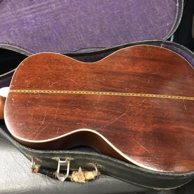 vintage stella parlor guitar yellow label in excellent condition made in USA early 1900-1920 with original vintage case ( collectors guitar) for sale