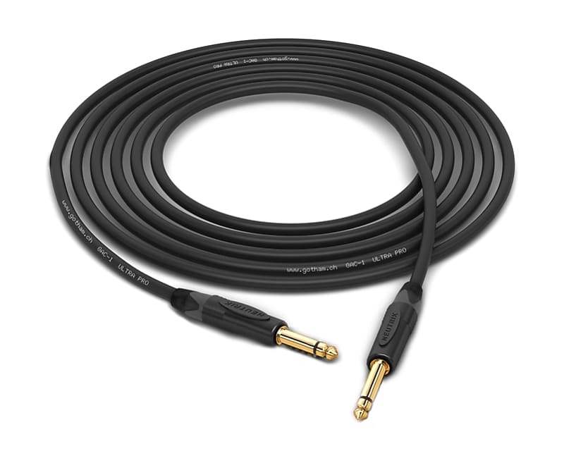 Gotham GAC-1 Ultra Pro Instrument Cable | Neutrik Gold 1/4" TS to 1/4" TS | Black 20 Feet image 1