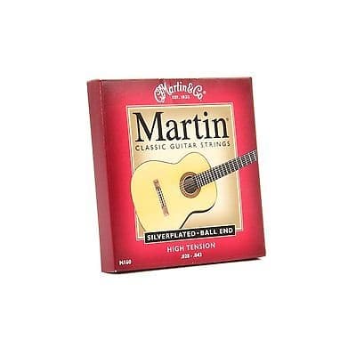 Martin M160 Silverplated Ball End Classical Guitar Strings, High Tension
