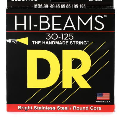 DR Strings MR6-30 Hi-Beam Stainless Steel Bass Guitar Strings - .030-.125 Medium 6-string image 1