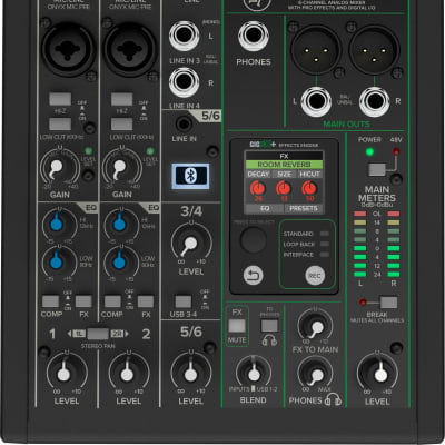 Mackie ProFX6v3+ 6-Channel Analog Professional Effects Mixer | Reverb