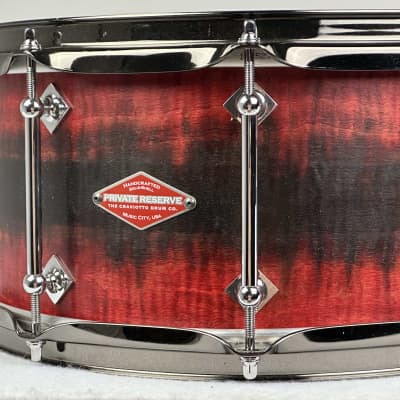 Craviotto 6.5x14" Private Reserve Solid Curly Maple Snare Drum - 2023 Red/Black Satin Duco Fade image 6