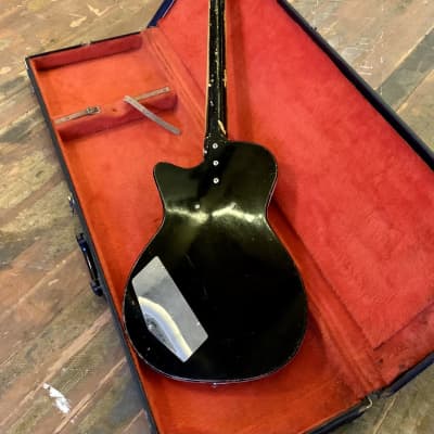 Silvertone 1444 bass guitar c 1960’s Black beauty original vintage USA harmony image 15