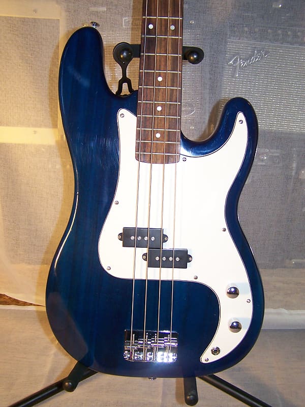 Unbranded "P" Bass Style Guitar, 2000s, Transparent Blue Finish image 1