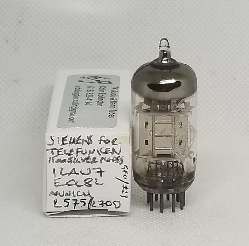Telefunken by Siemens ECC82 Chrome / Silver Plate Well Balanced (4.6%)  Single NOS 12AU7