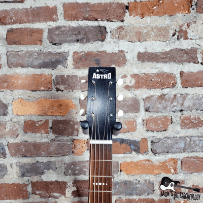 Astro Parlor Guitar w/ Goldfoil Pickup, Rubber Bridge & Gig Bag (1960s, Redburst) image 4