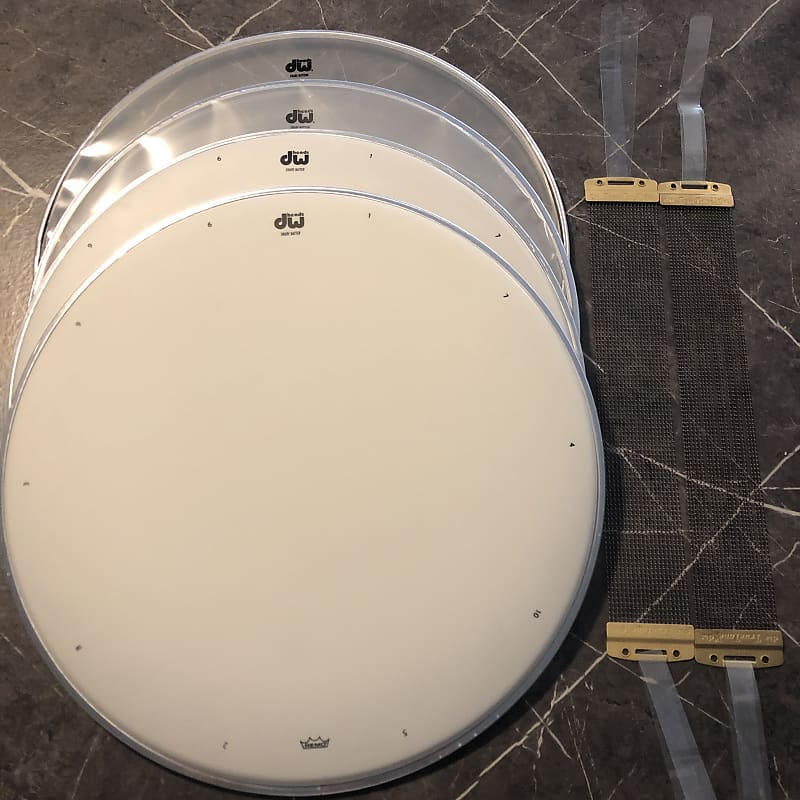 DW Factory Snare Drum batter resonant heads w wires 2 sets Reverb