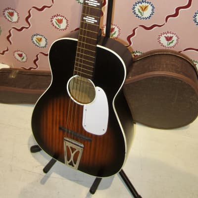 1960s Harmony Stella Parlor Guitar - Sunburst w/ Original Case image 2